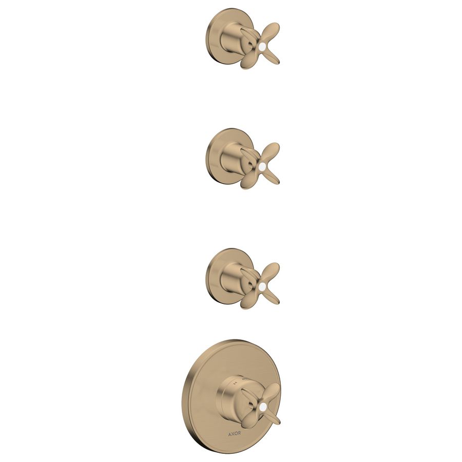 AXOR Archivio afbouwdeel thermostaatmodule inbouw voor 3 functies met kruisgrepen Brushed Bronze