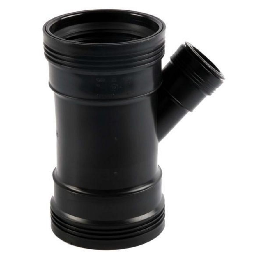 Wafix PP manchet verloop T-stuk 45° 110x40mm zwart 3x mof
