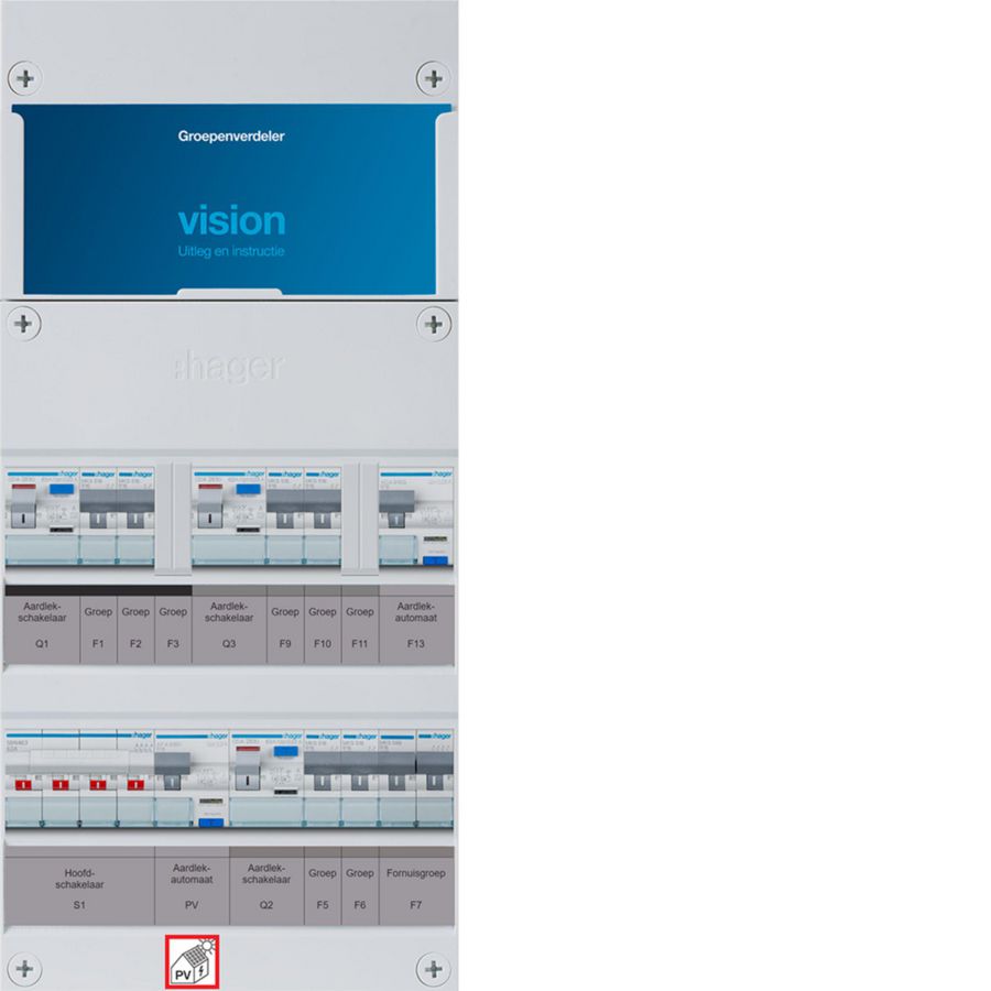 6-groepenverd HS 3xALS 63A+PVHACO 16A/300mA+HACO+kookgrp1/3f