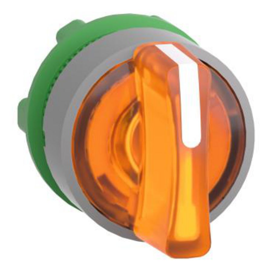 orange illum selector switch head 3-pos return lef cp grey