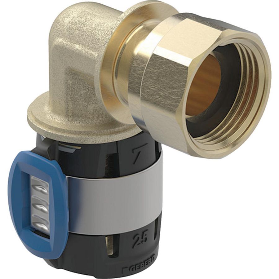 2-del. koppeling haaks FLOWFIT pers 16x1/2"bn.dr. wartel brons