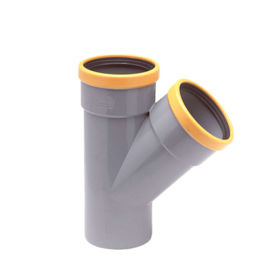 Wafix PVC manchet T-stuk 45° 125mm SN8 grijs 2x mof/spie