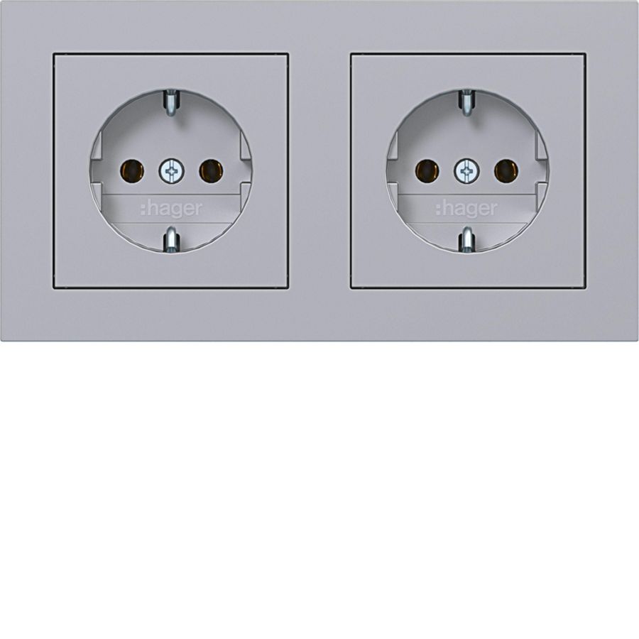 Dubbele SCHUKO-wandcontactdoos afdekraam bedr. stk.kl. A.1 t