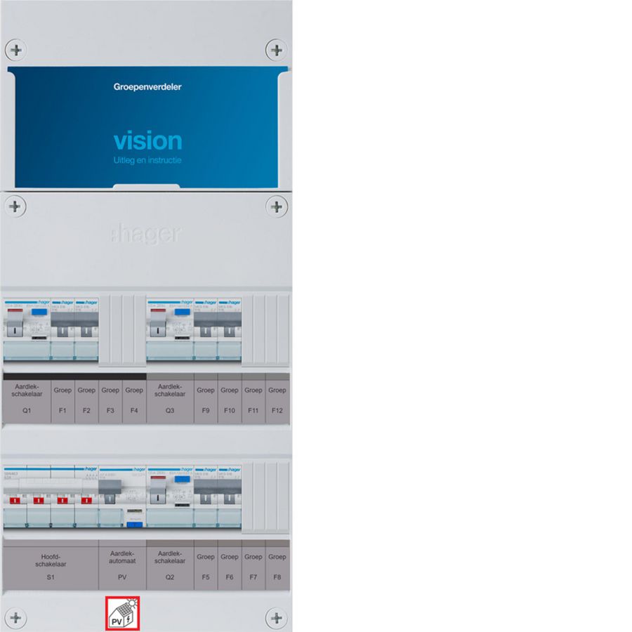 6-groepenverdeler, HS, 3x ALS 63A +PV HACO 16A/300mA, 1/3f