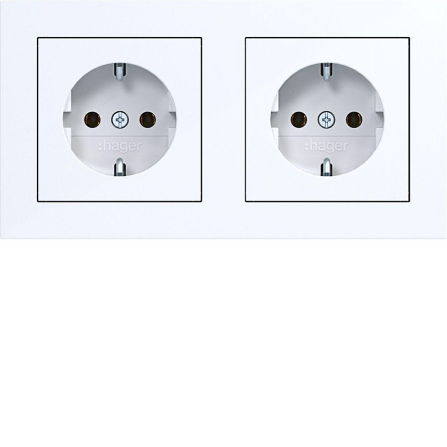 Dubbele SCHUKO-wandcontactdoos afdekraam bedr. stk.kl. A.1 w
