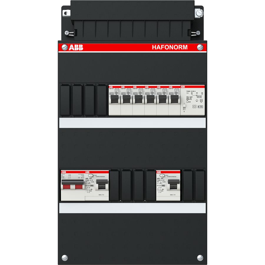 Groepenkast 6 groepen achter 2x 30mA+T+HS 1-fase 1SPF006907F0188