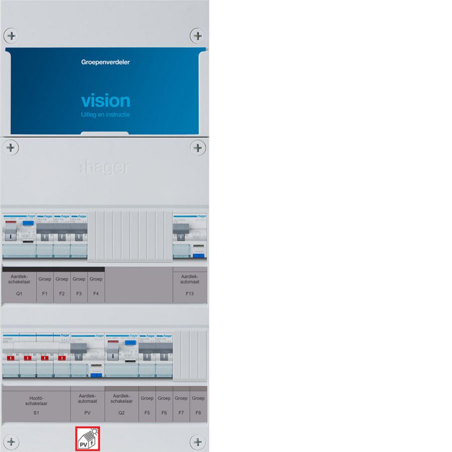 5-groepenverdeler HS 2x ALS 63A+PV HACO 16A/300mA+HACO 1/3f