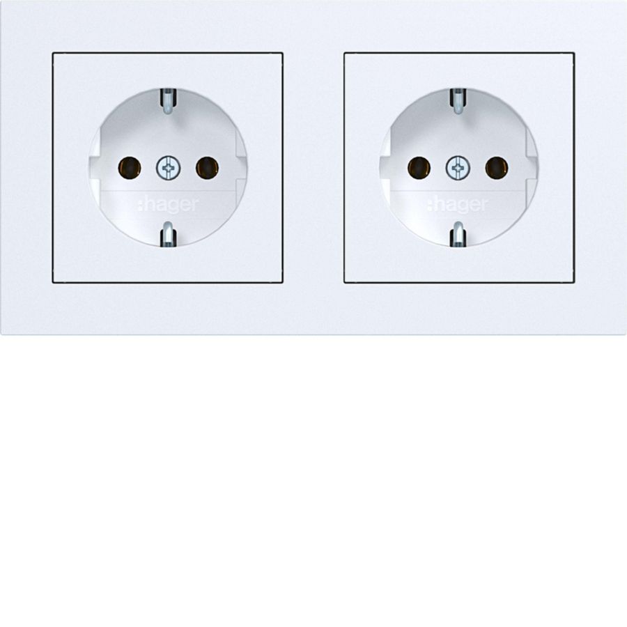 Dubbele SCHUKO-wandcontactdoos afdekraam bedr. stk.kl. A.1 w