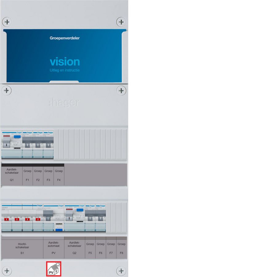 5-groepenverdeler, HS, 2x ALS 63A +PV HACO 16A/300mA, 1/3f