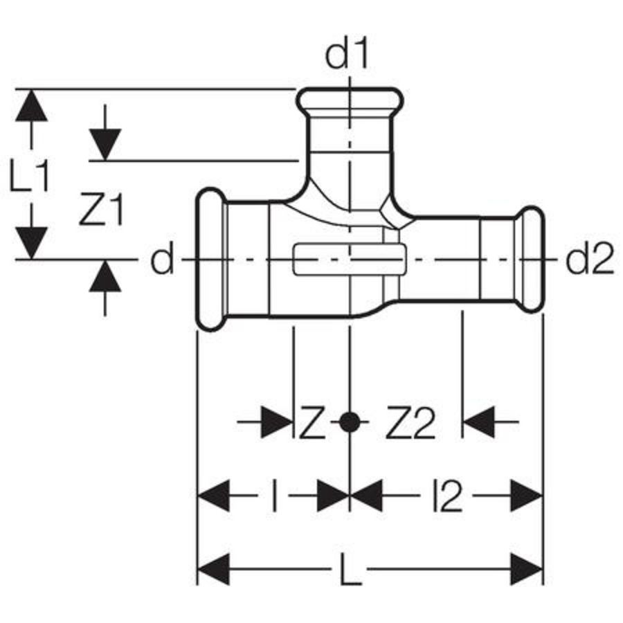 T-koppeling verlopend MAPRESS C-STAAL 18x18x15mm
