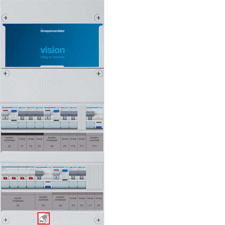 7-groepenverdeler HS 3x ALS 63A+PV HACO 16A/300mA+HACO 1/3f