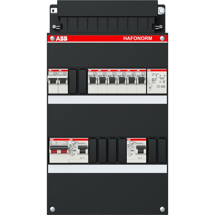 Groepenkast 6 groepen achter 2x 30mA+FT+HS 1-fase 1SPF006907F0382