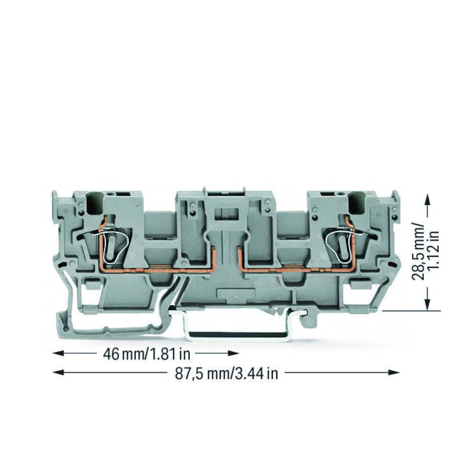 2-draads basisklem 2-voudige dwarsbrug draagrail 35x VVE=50