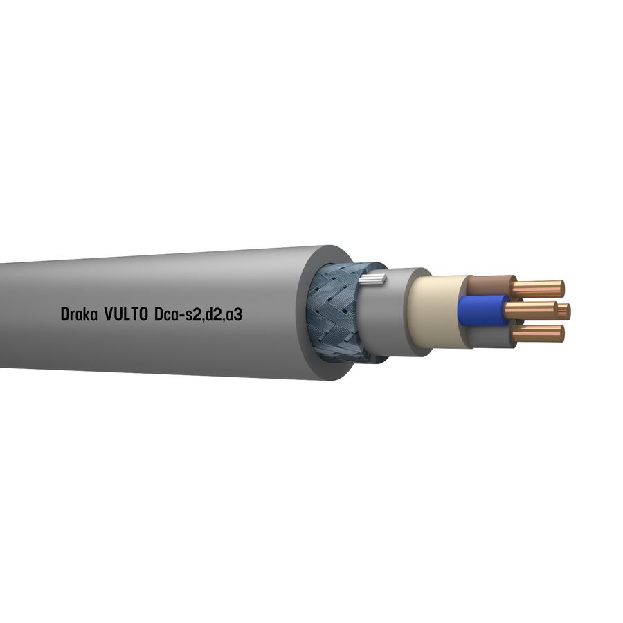 Haspel a 2000m. VULTO VO-YMvKas Dca 0,6/1kV gy# 4x4/4mm² (blauw - bruin - zwart - grijs)