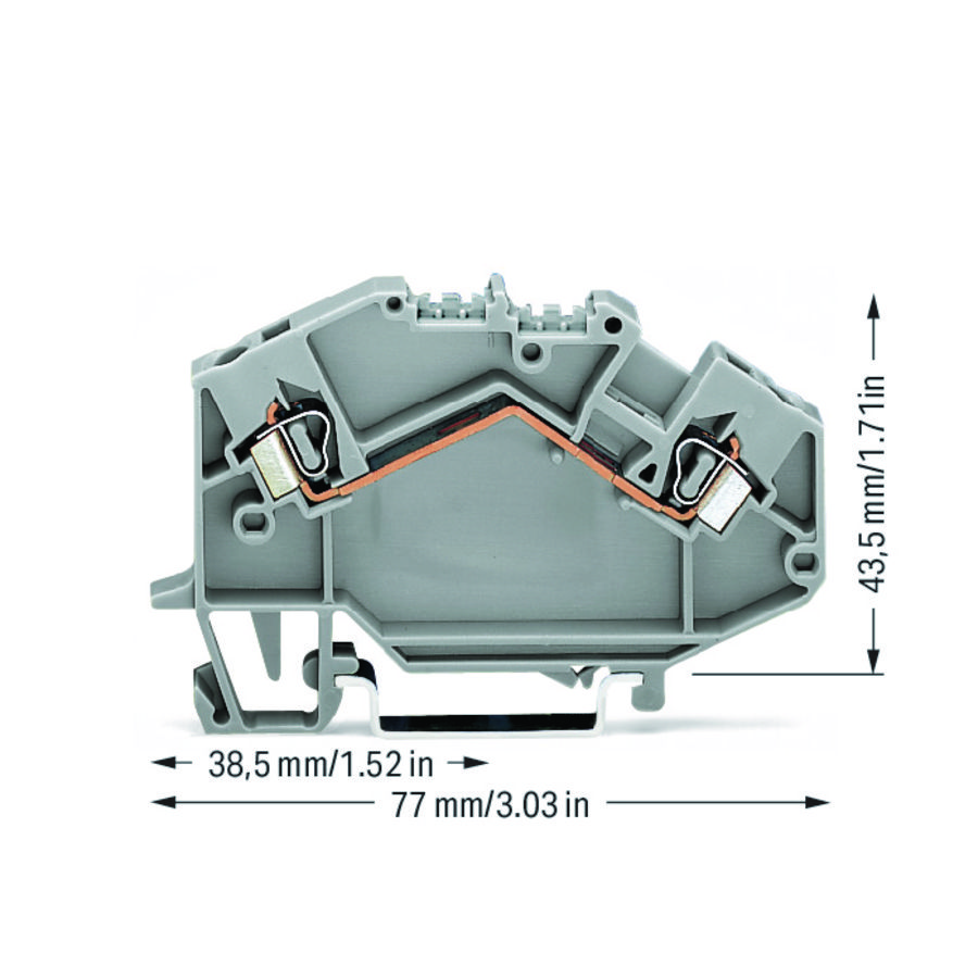 2-draads rijgklem 2,5mm² Markering in het midden gri VVE=50