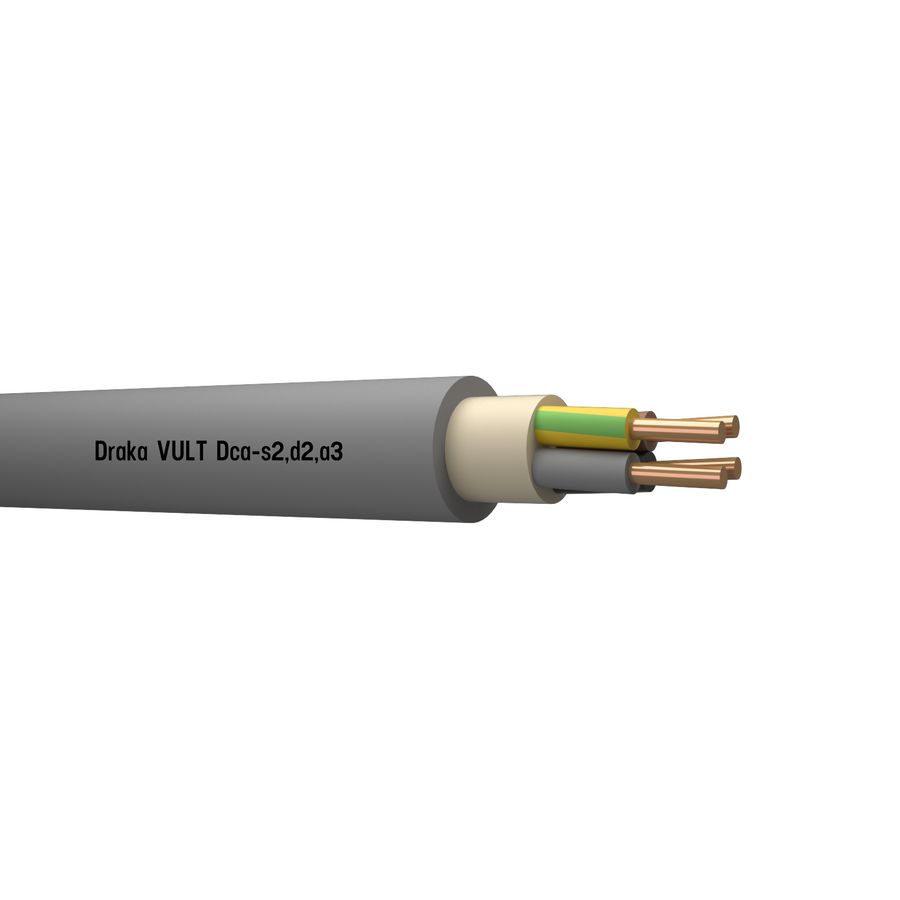 Doos a 100m. installatiekabel VULT YMvK Dca 0,6/1kV gy# 4G1,5mm² (geel/groen - bruin - zwart - grijs)