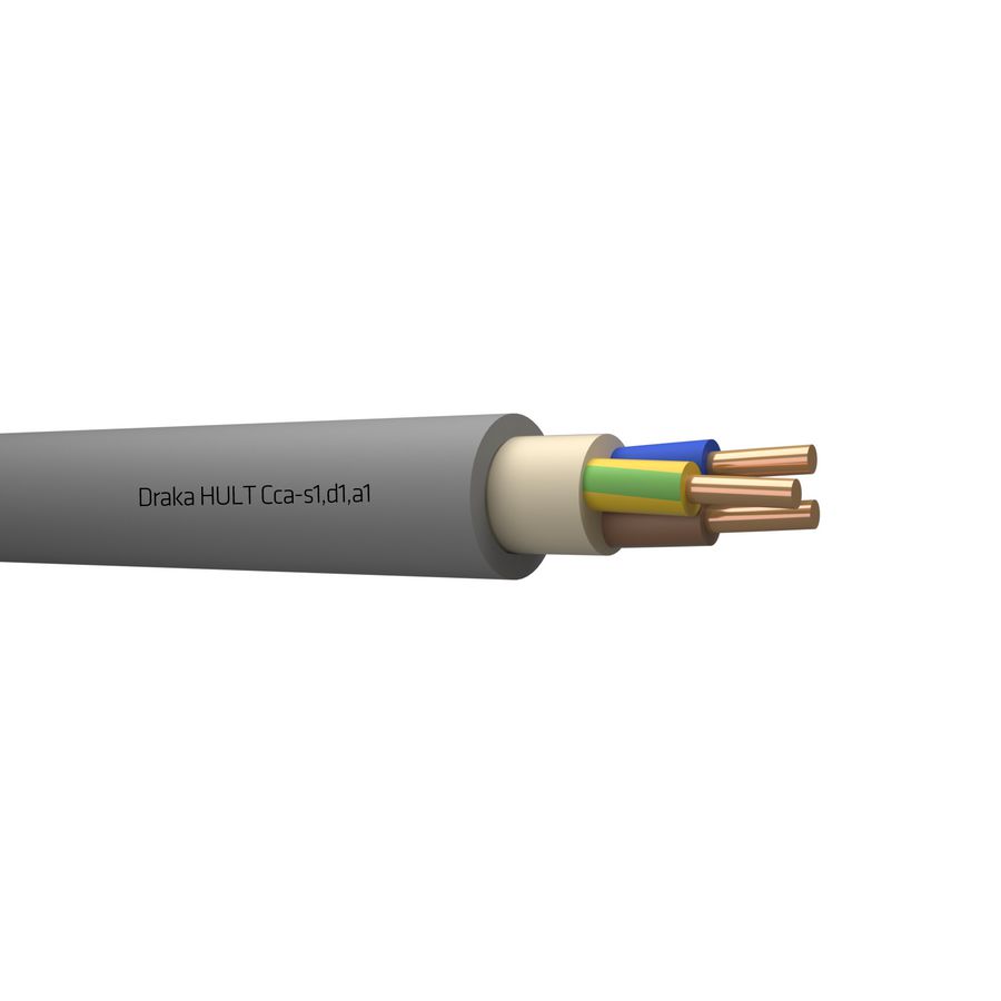 Haspel a 500m. kabel YMz1K HULT halogeenvrij Cca 0,6/1kV gy# 3G4mm² (geel/groen - blauw - bruin)