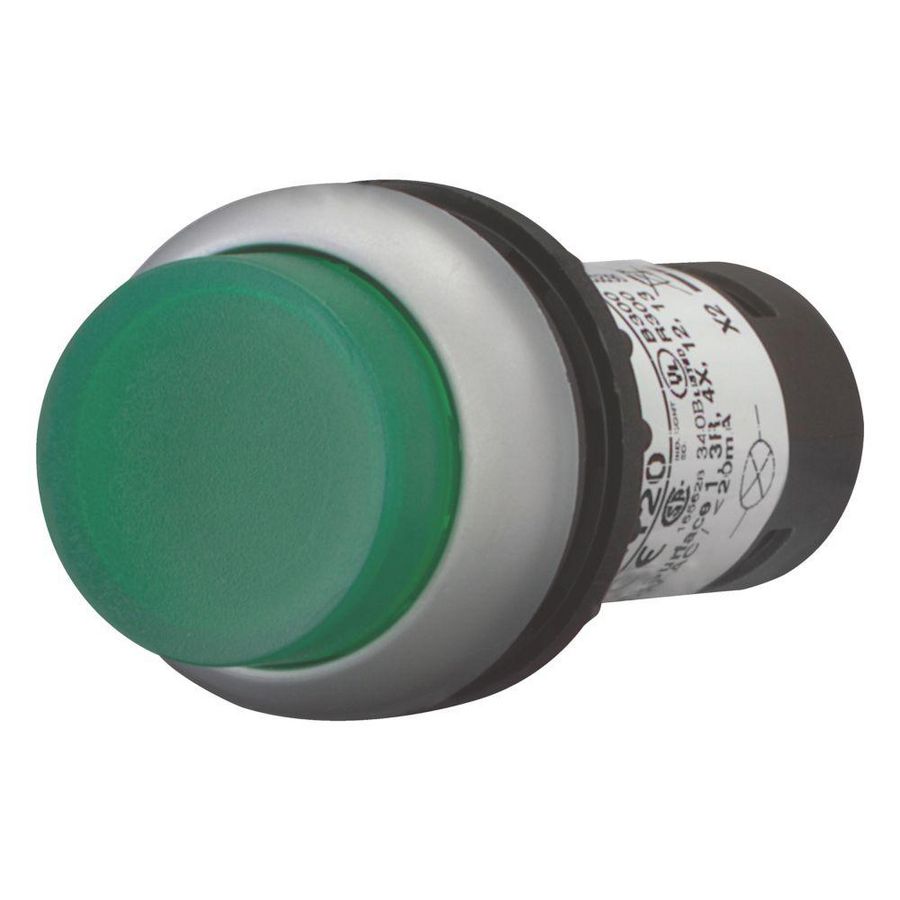 SignaalDrukknop compact vlak groen terugverend 1no/0nc