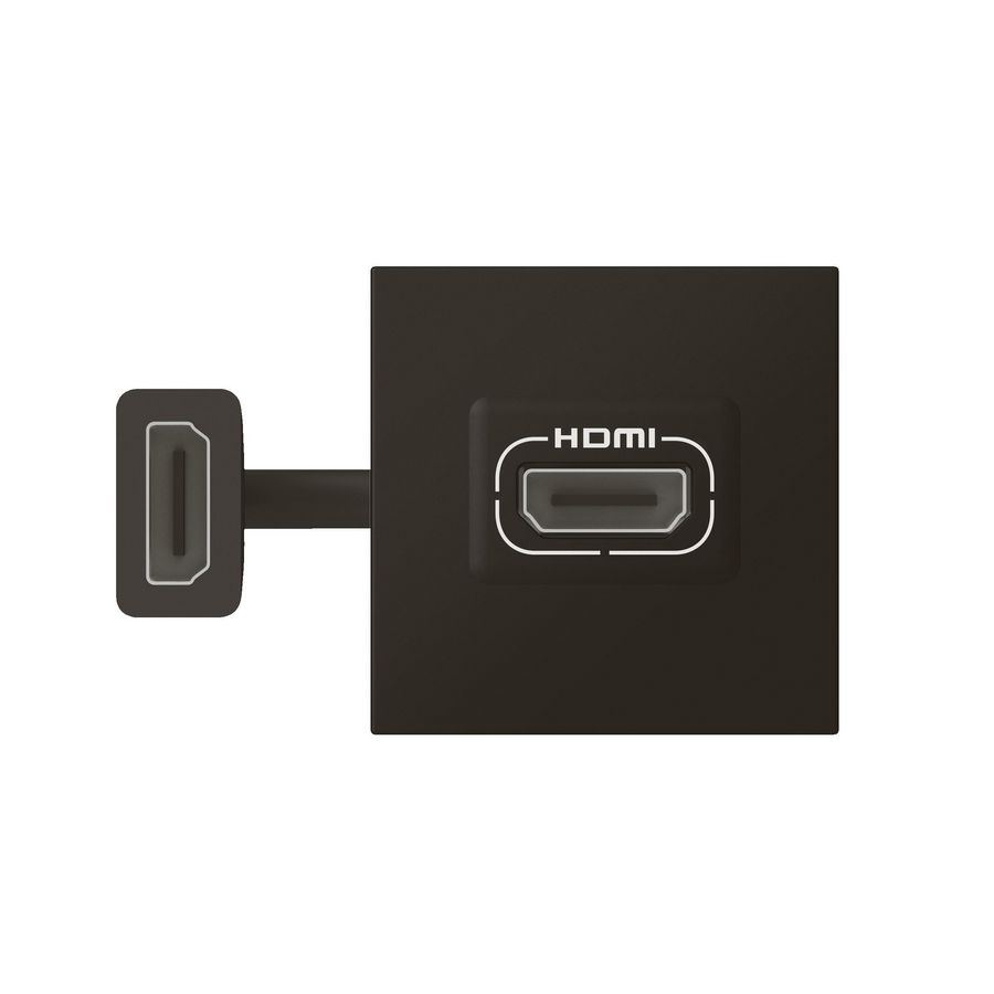 Contactdoos HDMI voorbekabeld 2 modulen zwart Mosaic