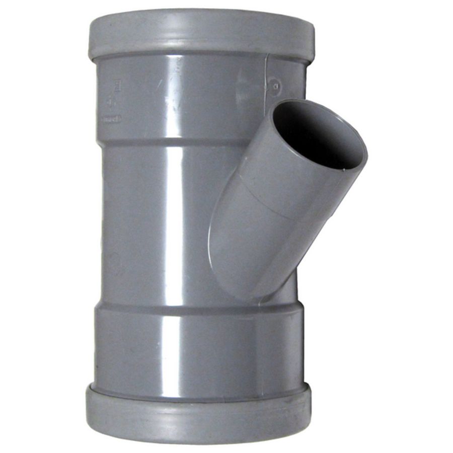 Wafix PVC manchet T-stuk 45° 110x50mm SN4 grijs 2x mof / 1x lijm