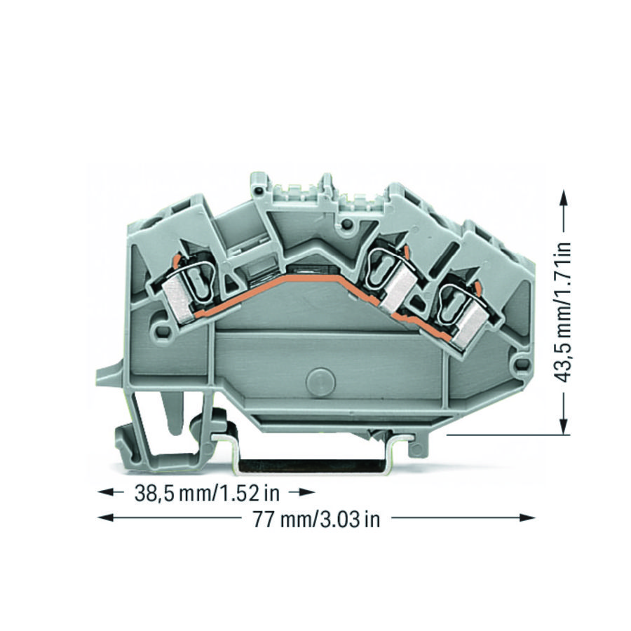 3-draads rijgklem 2,5mm² Markering in het midden gri VVE=50