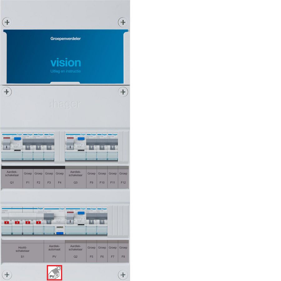 8-groepenverdeler, HS, 3x ALS 63A +PV HACO 16A/300mA, 1/3f