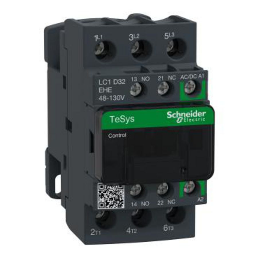Contactor 3P 32A AC-3 <440V 48-130V AC/DC sp Green
