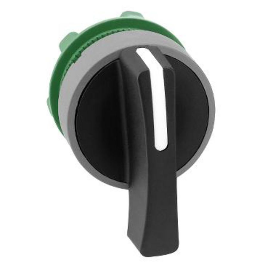 black selector switch head long handle 2 pos stay cp grey