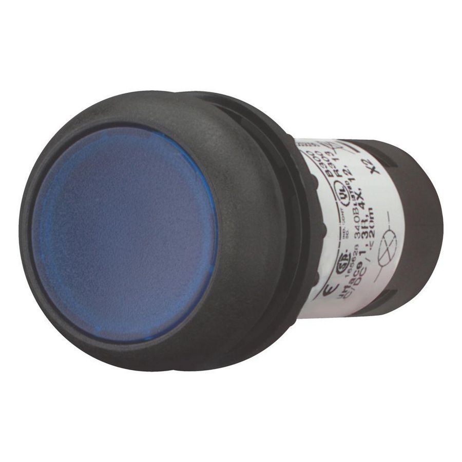 Signaaldrukknop compact vlak blauw terugv. 1no/0nc 136630
