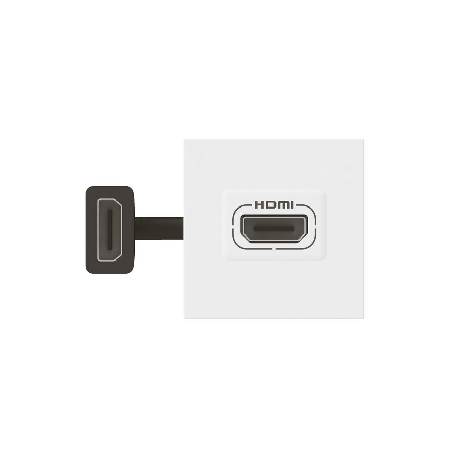 Contactdoos HDMI voorbekabeld 2 modulen wit Mosaic