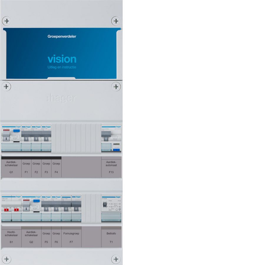 5-groepenverd HS 2xALS 40A+HACO 16A/30mA+kookgr.+beltrafo 1f