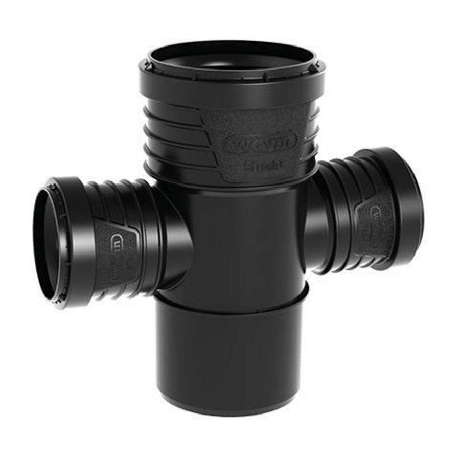 Sitech+ geluidsarm PP dubbel T-stuk 87,5° zwart 75x50x50mm