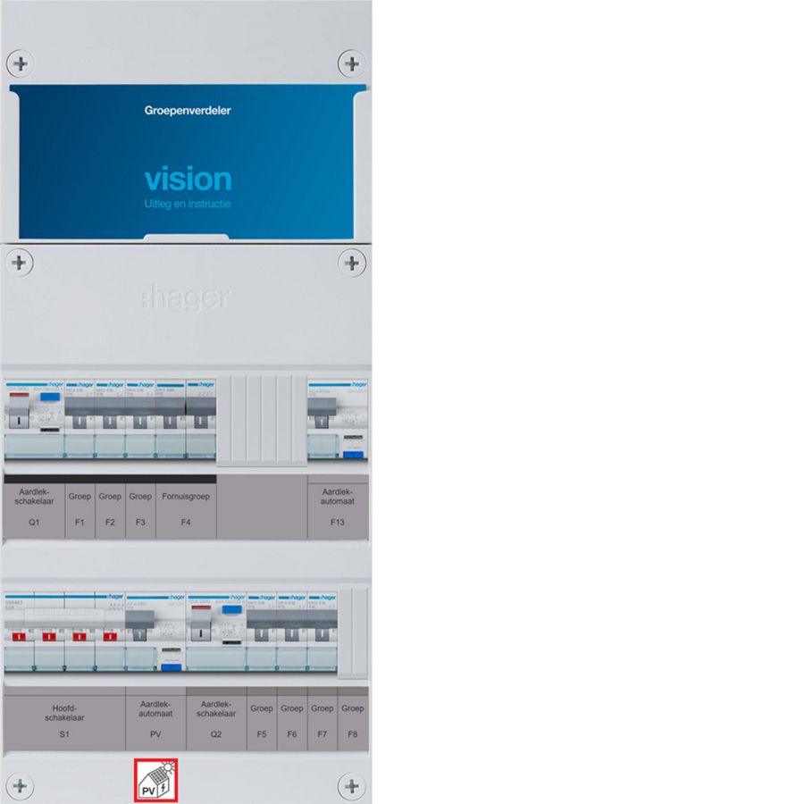 6-groepenverd HS 2xALS 63A+PVHACO 16A/300mA+HACO+kookgr.1/3f