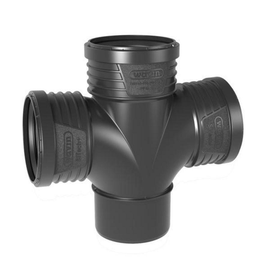 Sitech+ geluidsarm PP dubbel T-stuk 87,5° zwart 110mm