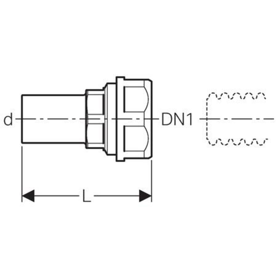 Overgangskoppeling MAPRESS C-STAAL 15-flex DN16 klemring-schroefverbinding v. ribbelbuizen VVE=2