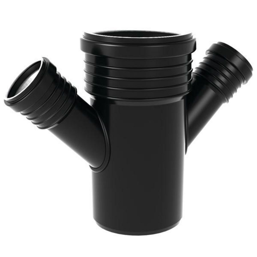 Sitech+ geluidsarm PP dubbel T-Stuk 45° 90x50x50mm