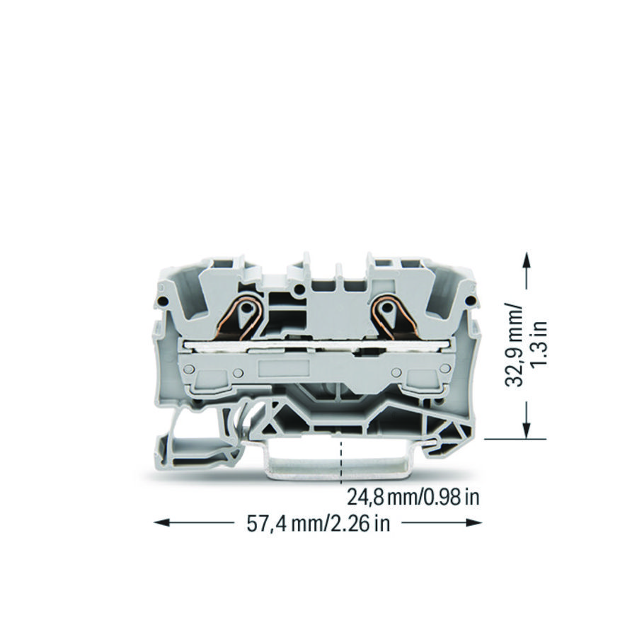 2-draads rijgklem 6mm² grijs 2006-1201 VVE=50
