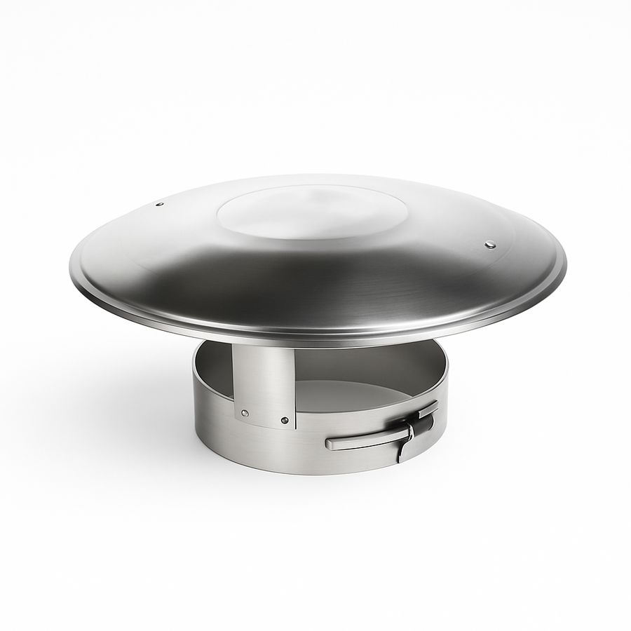 Schoorsteenkap Twin RVS 150mm