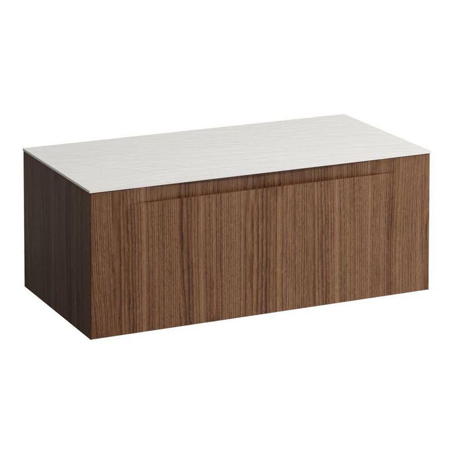Wastafelonderkast ARUN 1000mm 1x la zonder uitsparingen Ardesia Bianca top Noce canaletto