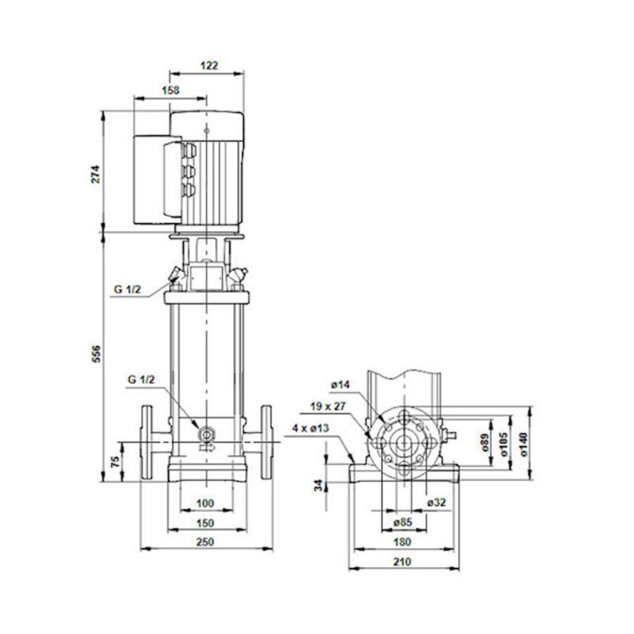 Centrifugaalpomp CRNE1-17 AN-FGJ-G-E-HQQE 3x380-500 60HZ