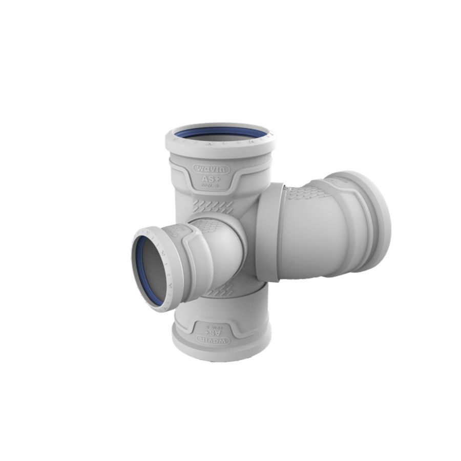 Combi T-stuk AS+ geluidsarm lichtgrijs 110x110x110x70mm 4x mof