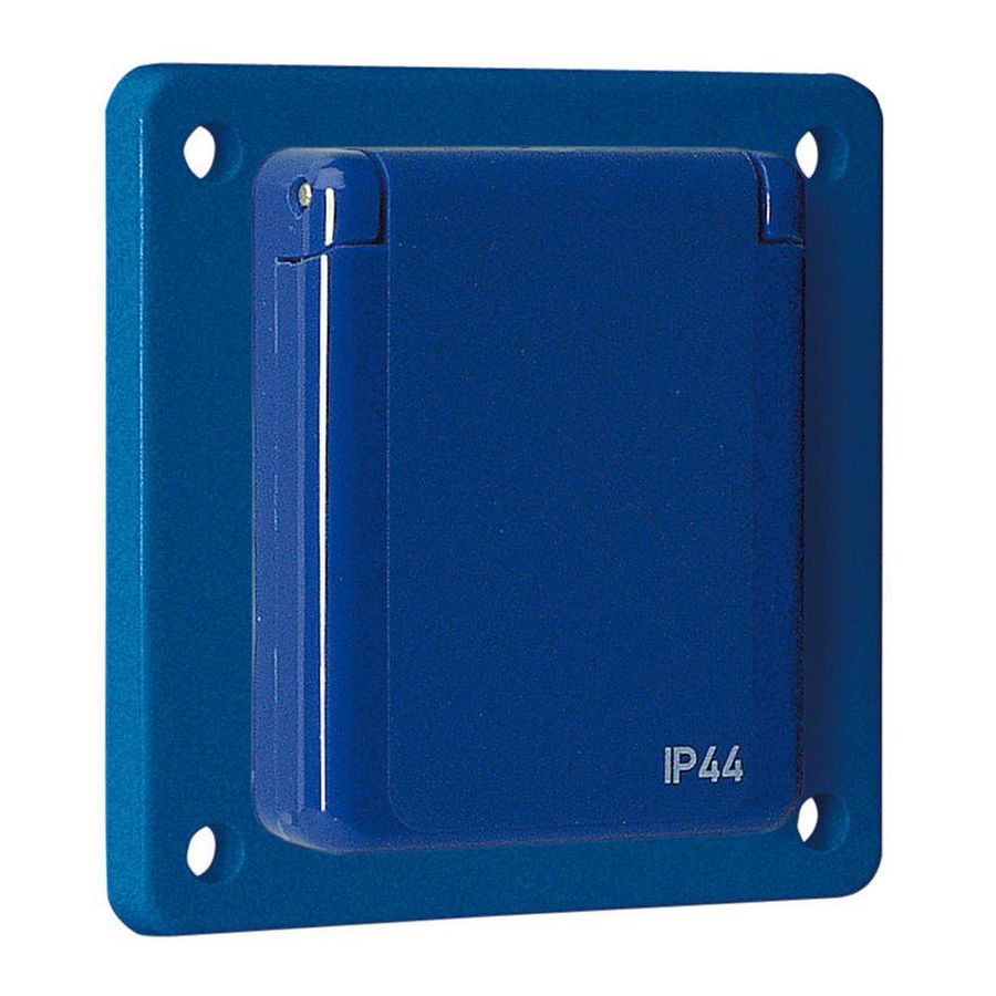 Wandcontactdoos 16A 230V 2-polig+E IP44 blauw 10005