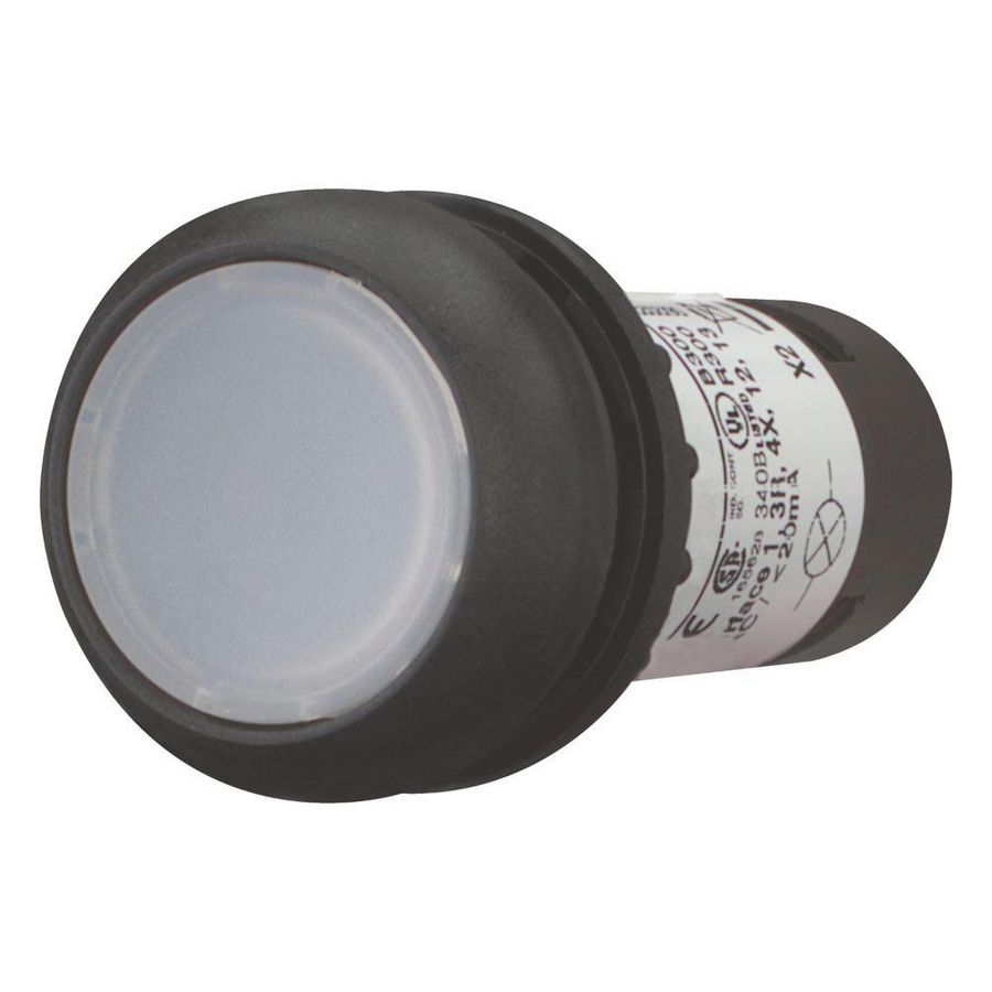 Signaaldrukknop compact vlak wit vast 1no/0nc 136687