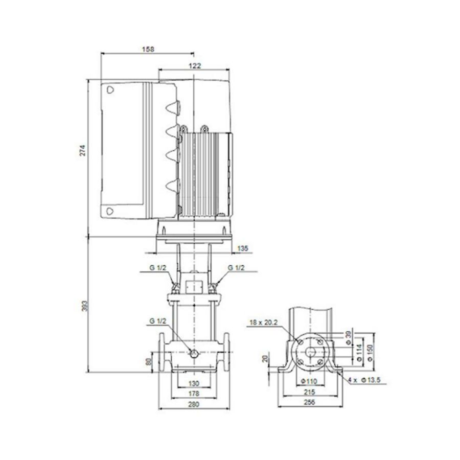Centrifugaalpomp CRE10-03 AN-FJ-A-E-HQQE 3x380-500 60 HZ