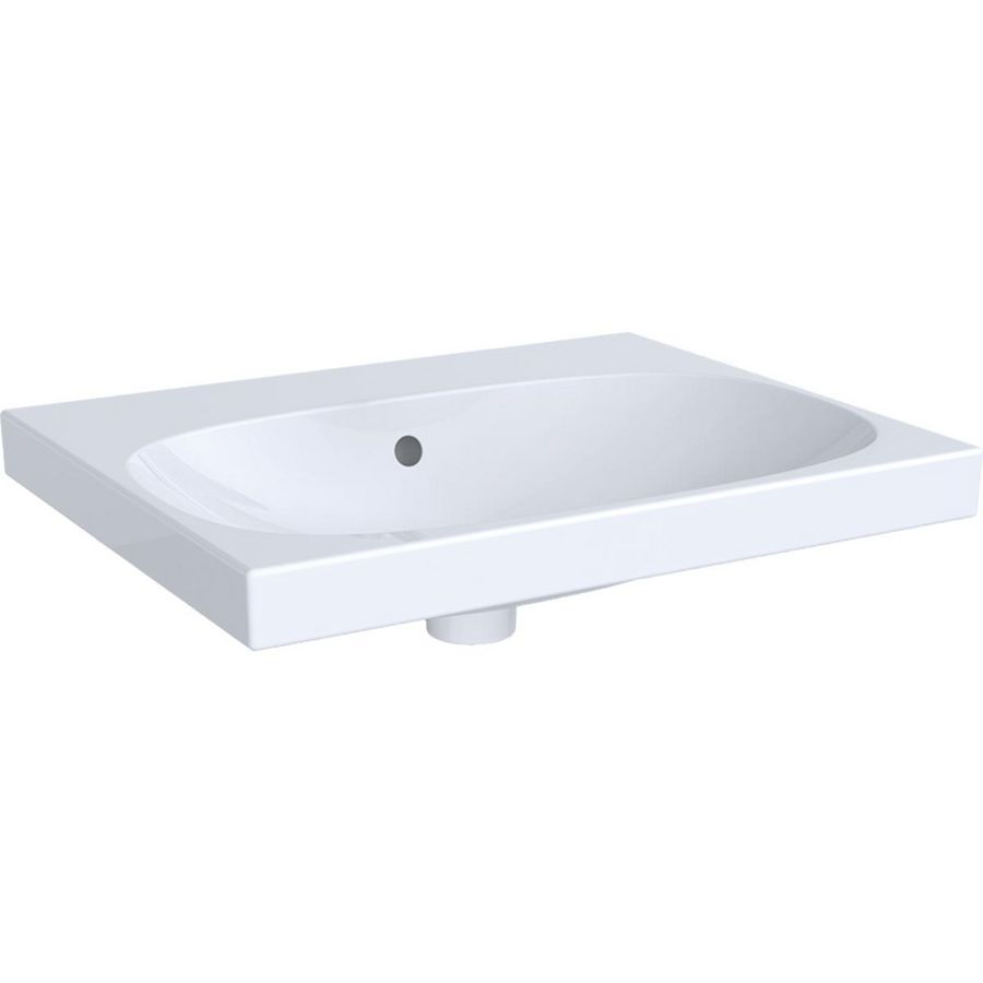 Wastafel Acanto 60x48cm zonder kraangat met overloop wit