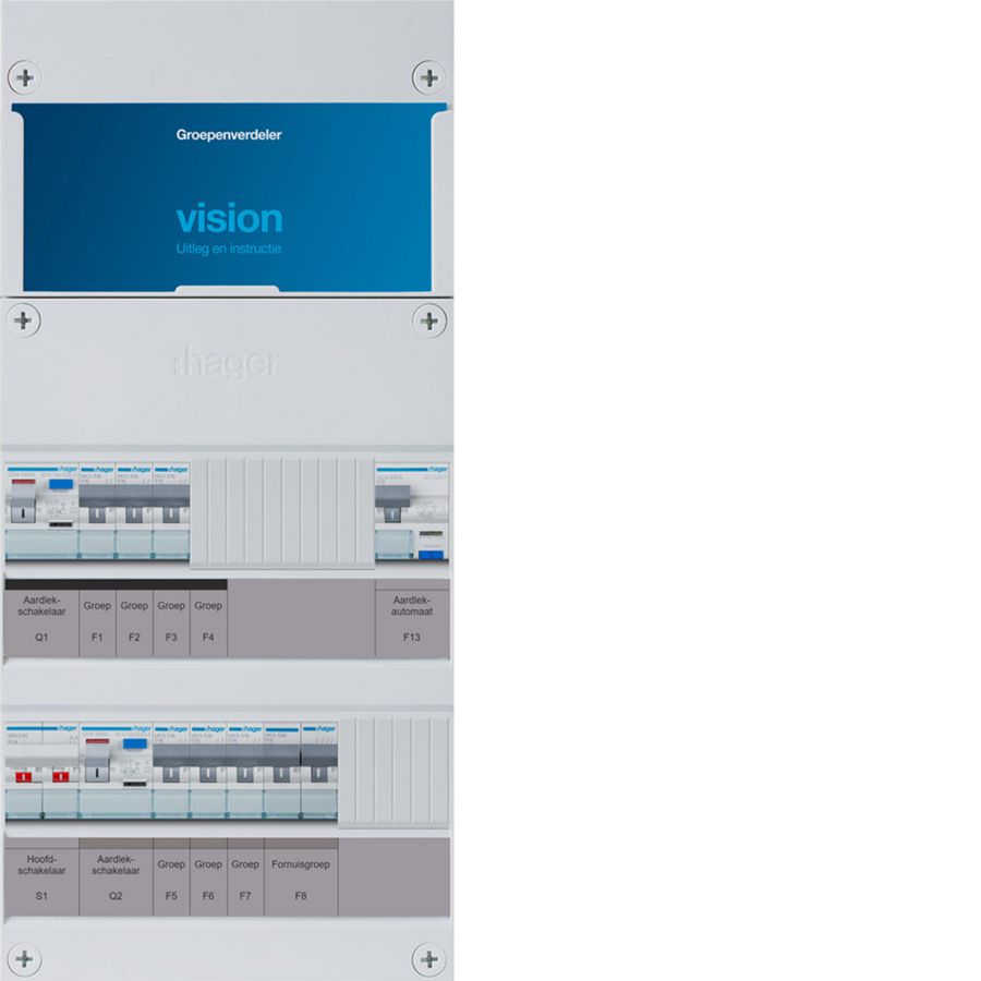 6-groepenverdeler HS 2x ALS 40A +HACO 16A/30mA +kookgroep 1f