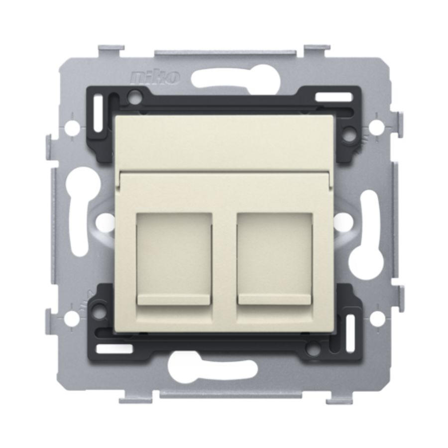 Stopcontact 2 RJ45-aansl. UTP Cat. 5E PoE++ vlak cream