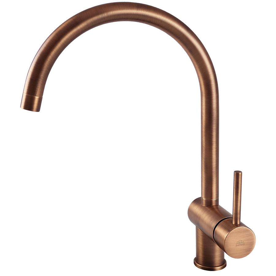 Keukenmengkraan hoge draaibare uitloop 24mm geborsteld koper