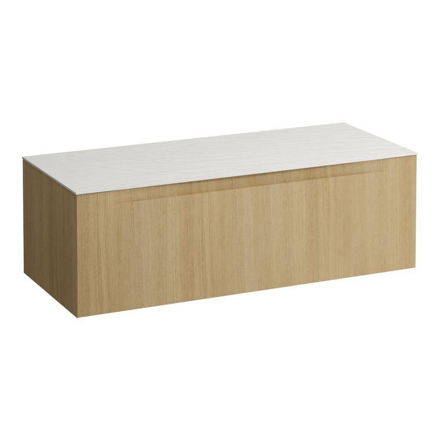 Wastafelonderkast ARUN 1200mm 1x la zonder uitsparingen Ardesia Bianca top Licht eiken