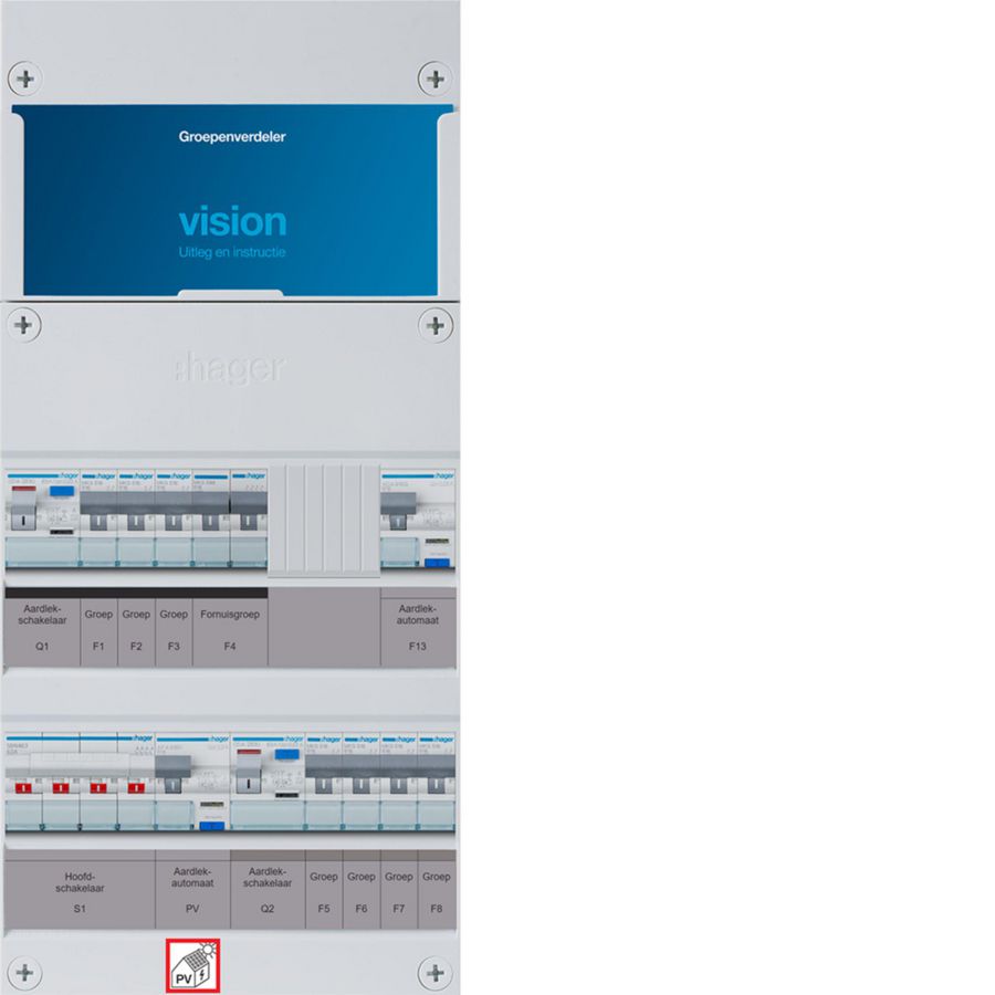 7-groepenverd HS 2xALS 63A+PVHACO 16A/300mA+HACO+kookgr.1/3f